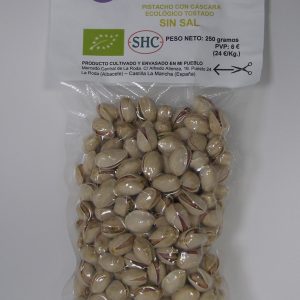 005 PISTACHO CON CÁSCARA ECOLÓGICO TOSTADO SIN SAL 250 GRAMOS