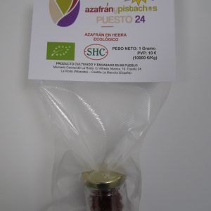 301 AZAFRÁN EN HEBRA ECOLÓGICO Tarro de 1 gramo