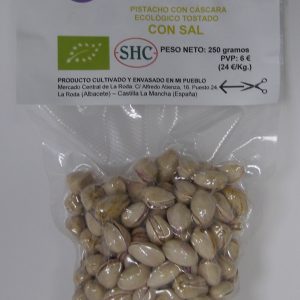 002 PISTACHO CON CÁSCARA ECOLÓGICO TOSTADO CON SAL 250 GRAMOS