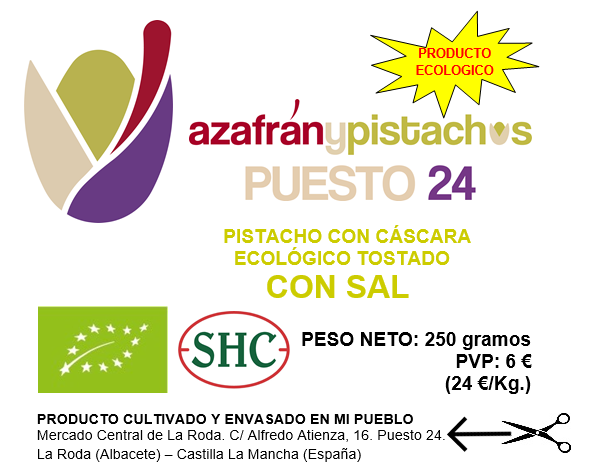 002 PISTACHO CON CÁSCARA ECOLÓGICO TOSTADO CON SAL 250 GRAMOS - Imagen 3